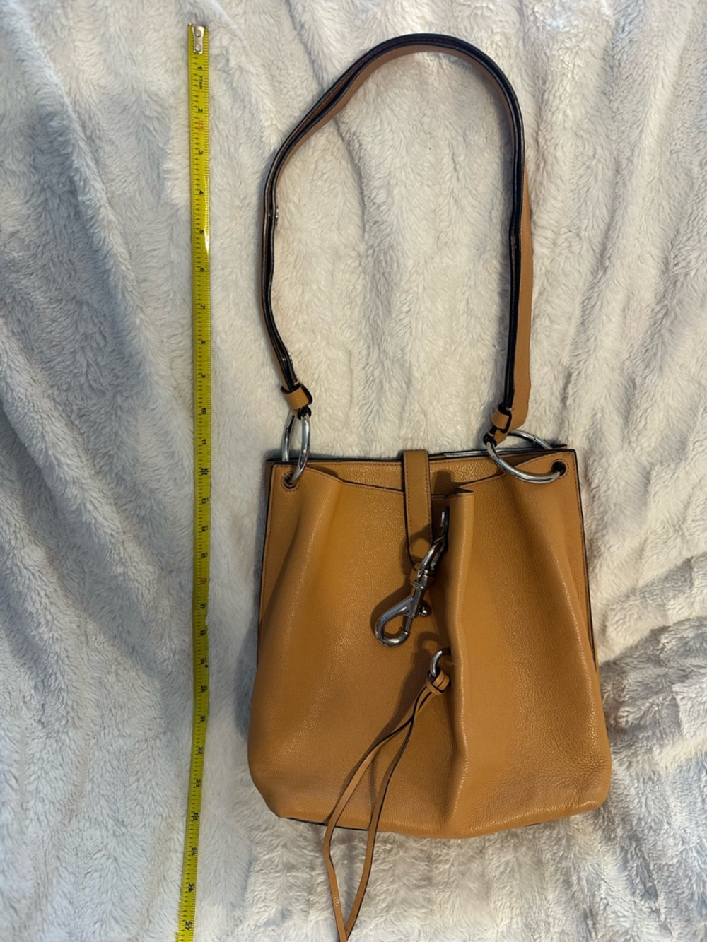 Rebecca Minkoff Tan Leather Shoulder Bag with Black-Trim Strap - Picture 3 of 11